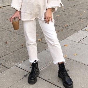 Free People White Cropped Pants